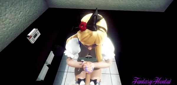  Alice in Wonderland Hentai 3D - Alice Hard Sex in a public toilet Fucked with creampie